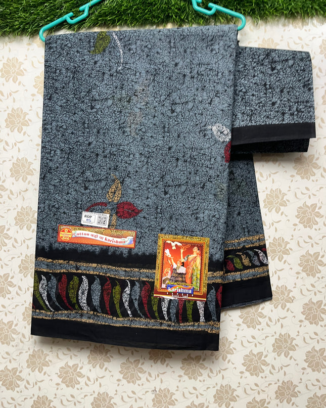 Karishma Cotton Saree with Charcoal Colour