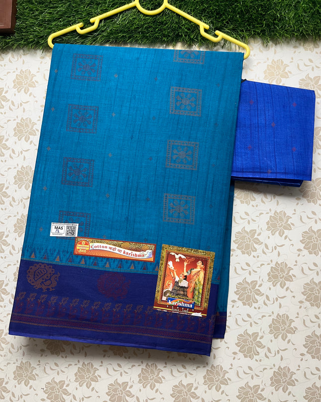 Karishma Cotton Saree with Blue Colour