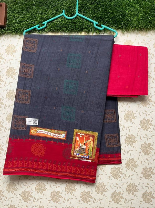 Karishma Cotton Saree with Blue Colour