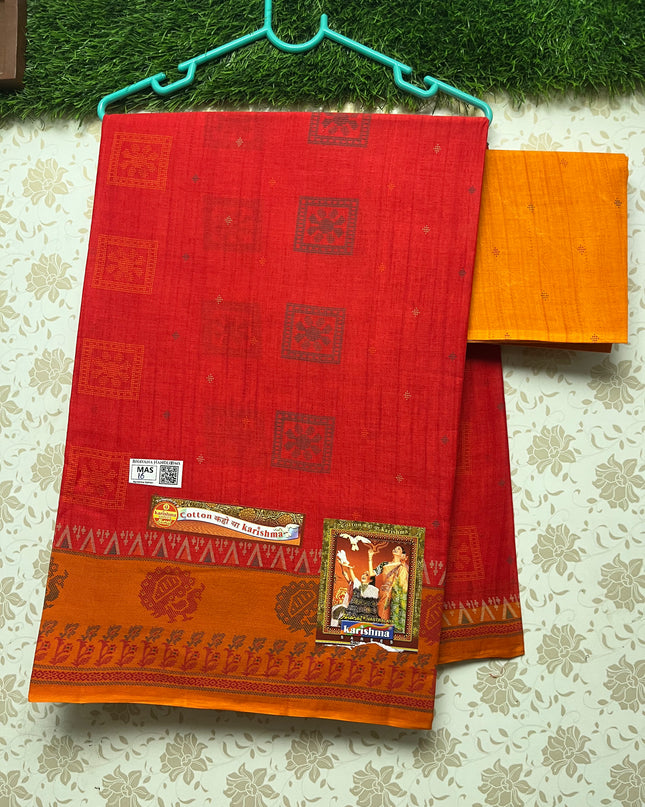 Karishma Cotton Saree with Red Colour