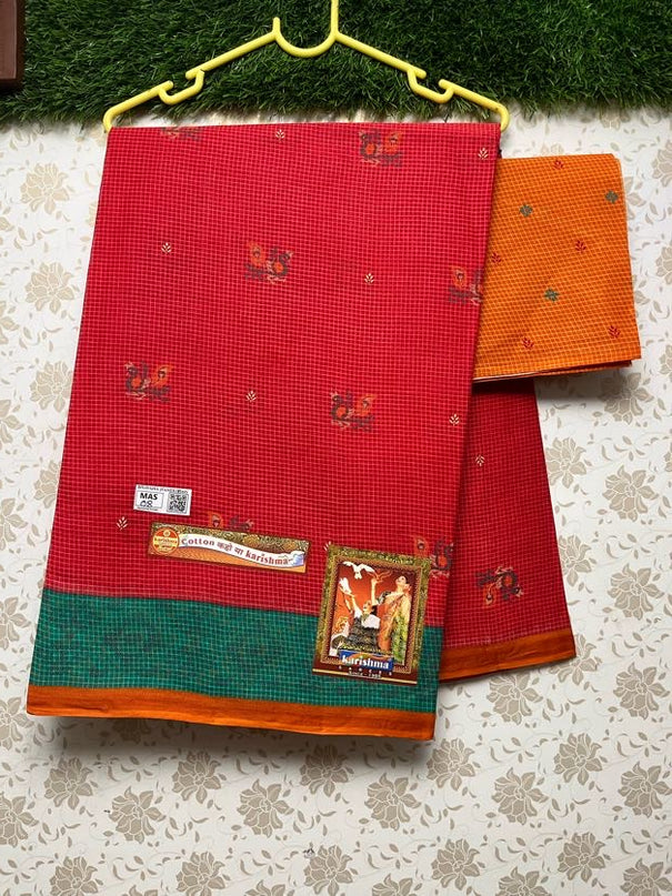 Karishma Cotton Saree with Red Colour