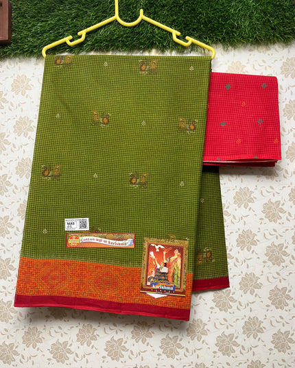 Karishma Cotton Saree with Green Colour