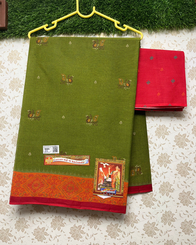 Karishma Cotton Saree with Green Colour