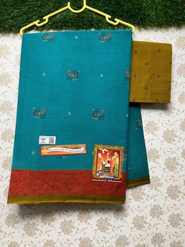Karishma Cotton Saree with Teal Colour