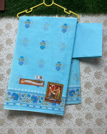 Karishma Cotton Saree with Blue Colour