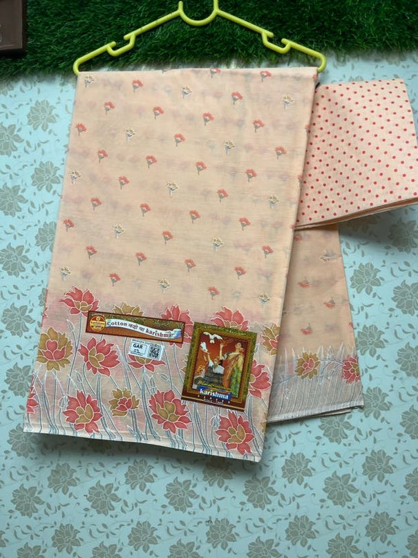 Karishma Cotton Saree with Light Biscuit Colour