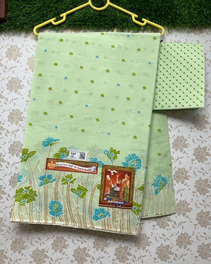 Karishma Cotton Saree with Green Colour