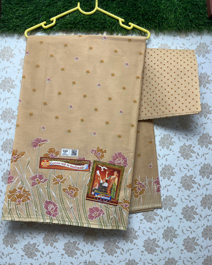 Karishma Cotton Saree with Biscuit Colour