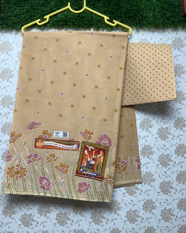 Karishma Cotton Saree with Biscuit Colour
