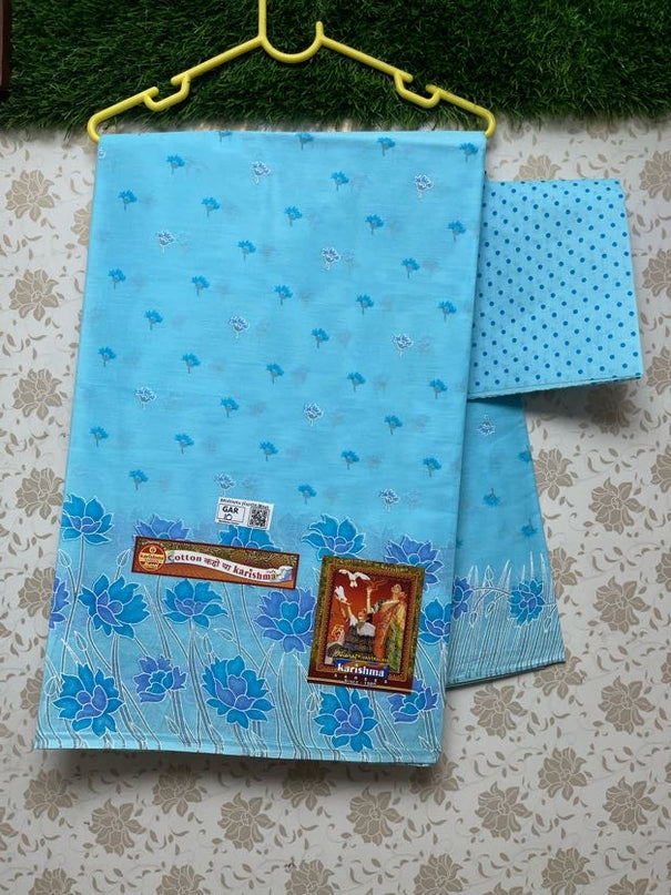 Karishma Cotton Saree with Blue Colour