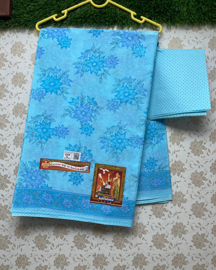 Karishma Cotton Saree with Blue Colour