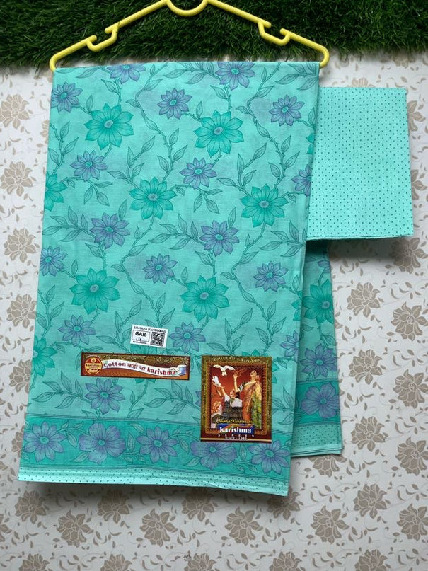 Karishma Cotton Saree with Green Colour