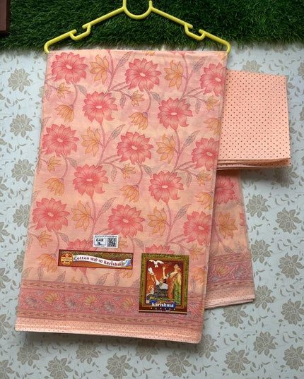 Karishma Cotton Saree with Orange Colour