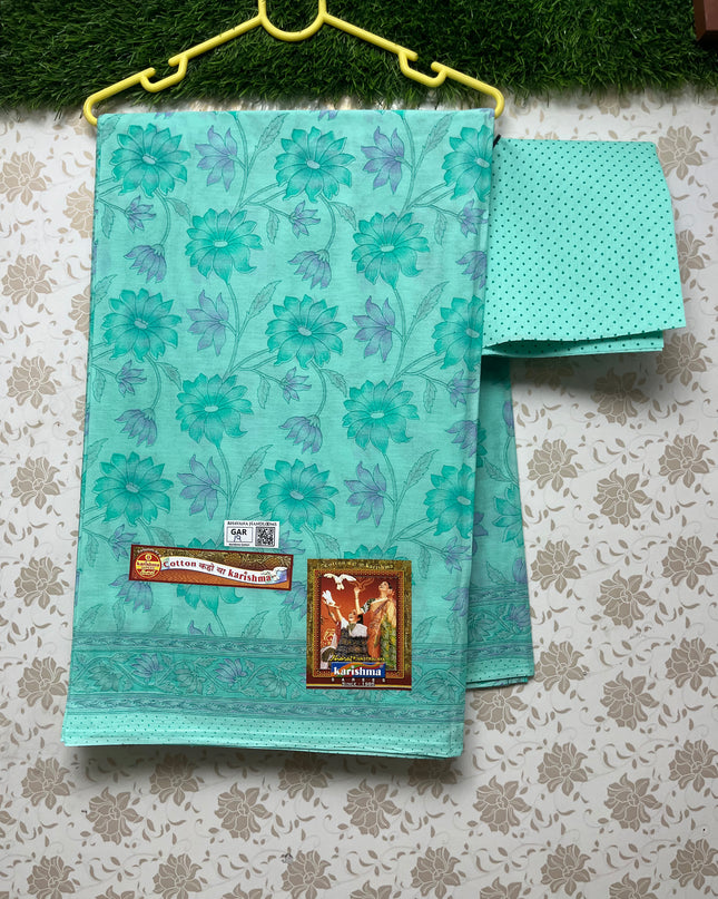 Karishma Cotton Saree with Green Colour