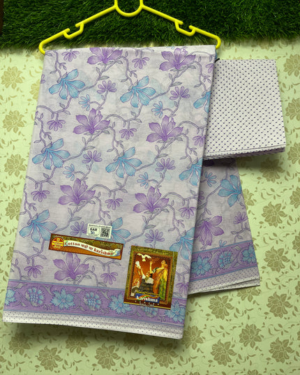 Karishma Cotton Saree with Sky Blue Colour