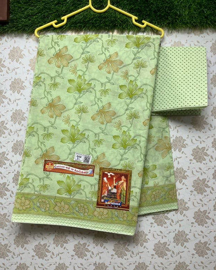 Karishma Cotton Saree with Green Colour