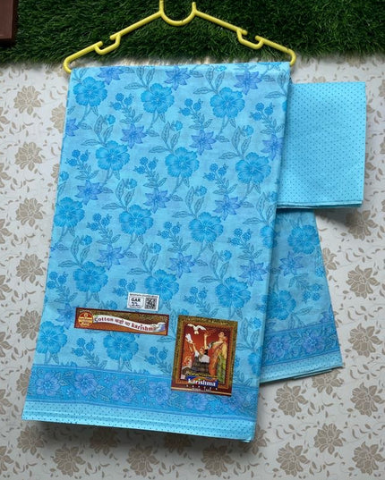 Karishma Cotton Saree with Blue Colour