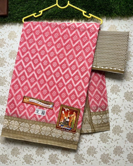 Karishma Cotton Saree with Pink  Colour