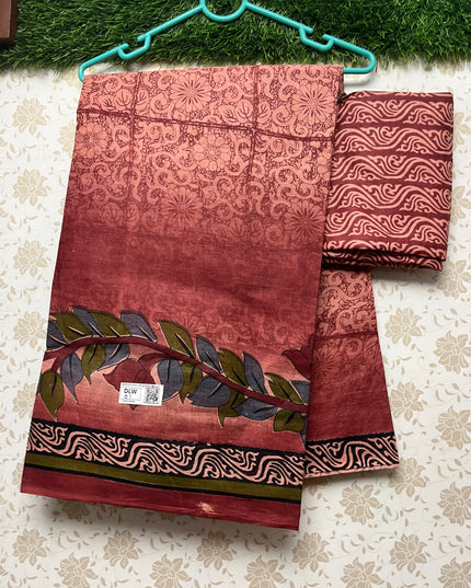 Daily Wear Printed Cotton Saree with Maroon Colour