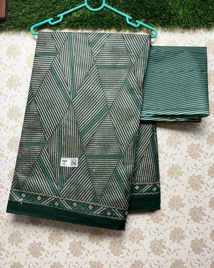 Daily Wear Printed Cotton Saree with Light Green Colour
