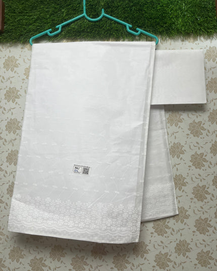 Printed Kashmiri White Cotton Saree