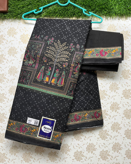 Meena Cotton Saree with Black Colour