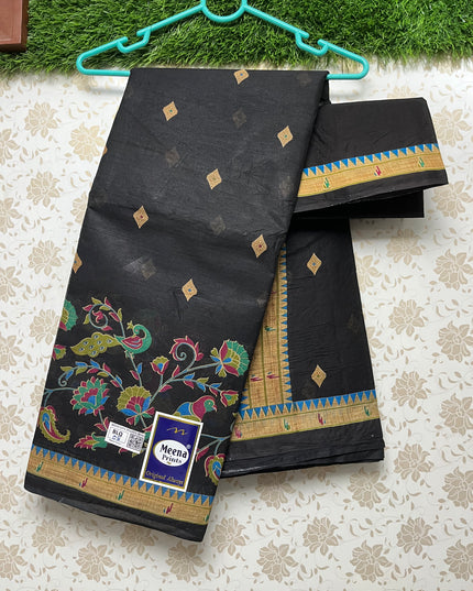 Meena Cotton Saree with Black Colour