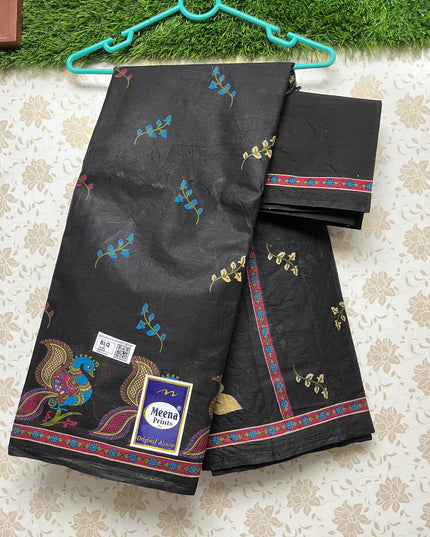 Meena Cotton Saree with Black Colour