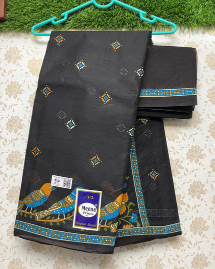Meena Cotton Saree with Black Colour