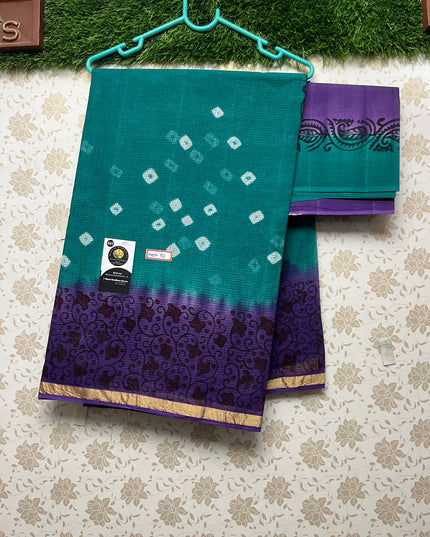 Munga Kota cotton saree with Sea blue colour