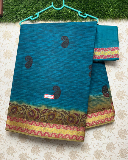 Printed Cotton Saree with Embroidery Border