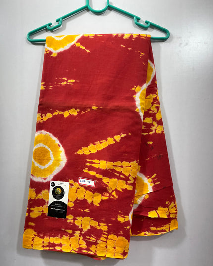 120 Count Mul Mul Cotton Saree with Brick Colour