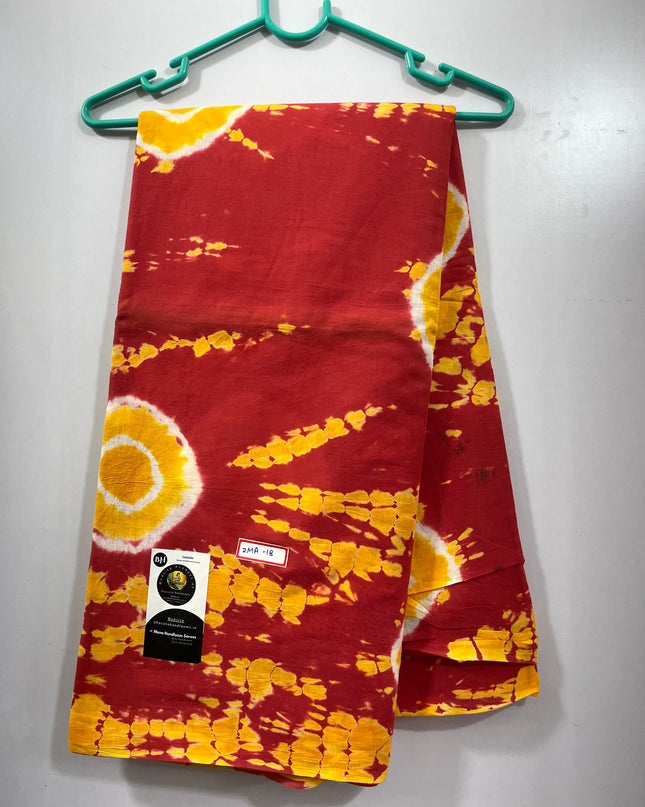 120 Count Mul Mul Cotton Saree with Brick Colour