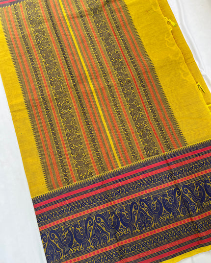 Venkatagiri Handloom Cotton Sarees with Running Blouse & Rich Pallu Sampangi Yellow Colour