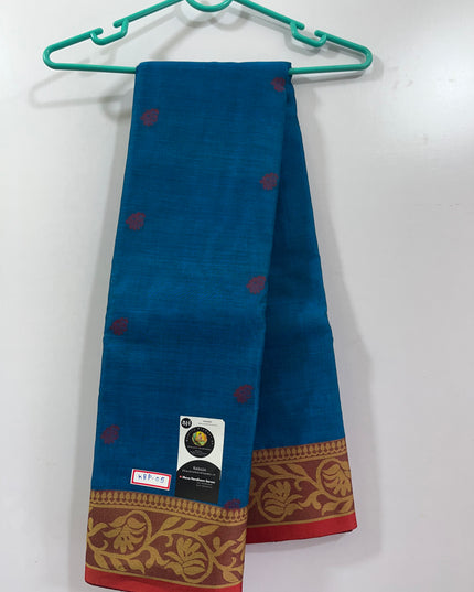 Venkatagiri Handloom Cotton Sarees with Running Blouse & Rich Pallu Rama Blue Colour