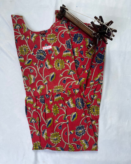 Kalamkari Long Frock with Red colour Half Lining