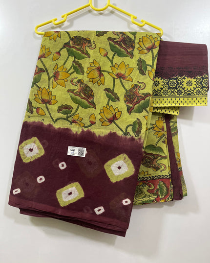 Kota Cotton Saree with Pesara Green Colour