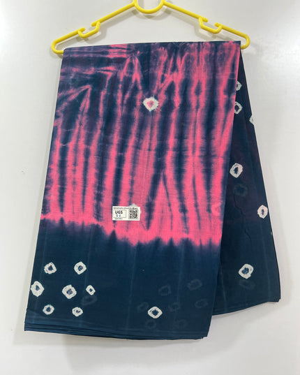 Handblock cotton saree with shibori print Pink colour