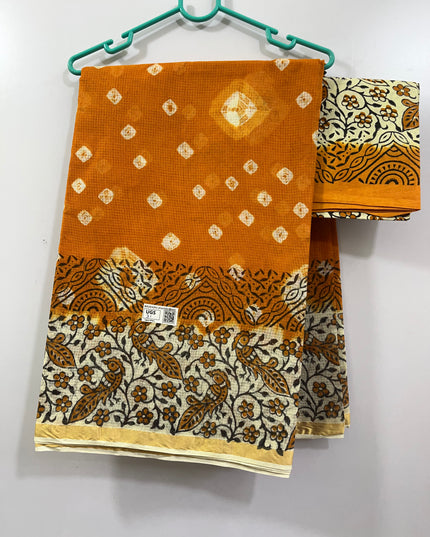 Munga Kota cotton saree with Bandhani Design