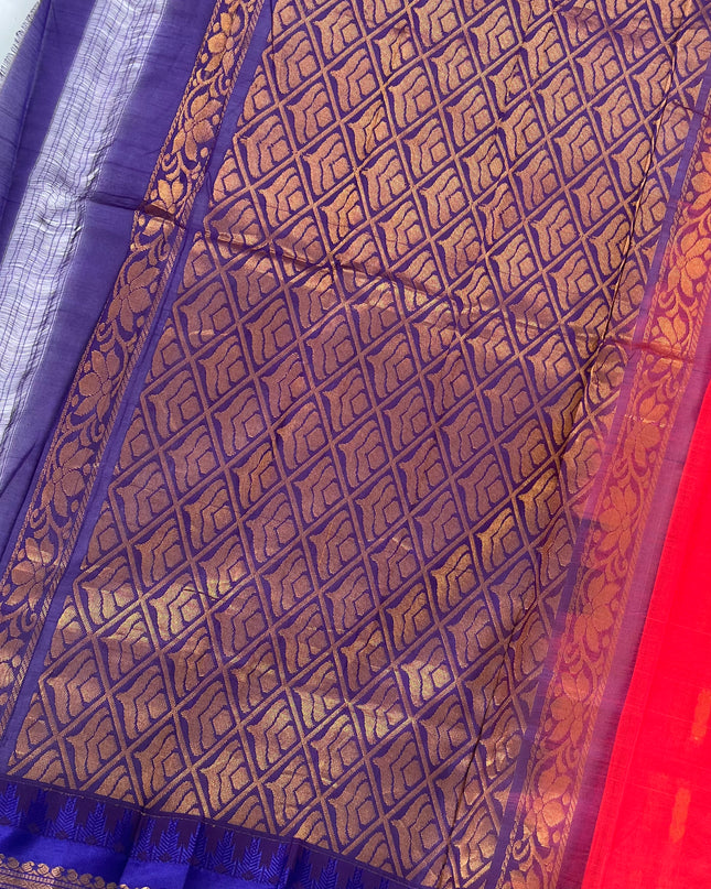 Two Side Border Gadwal Handloom Cotton Saree with Pink Colour & Rich Pallu