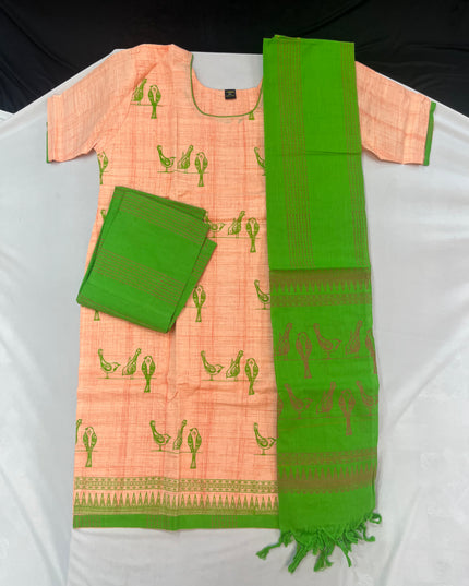 Cotton Readymade Straightcut Kurti Set Parrot Design