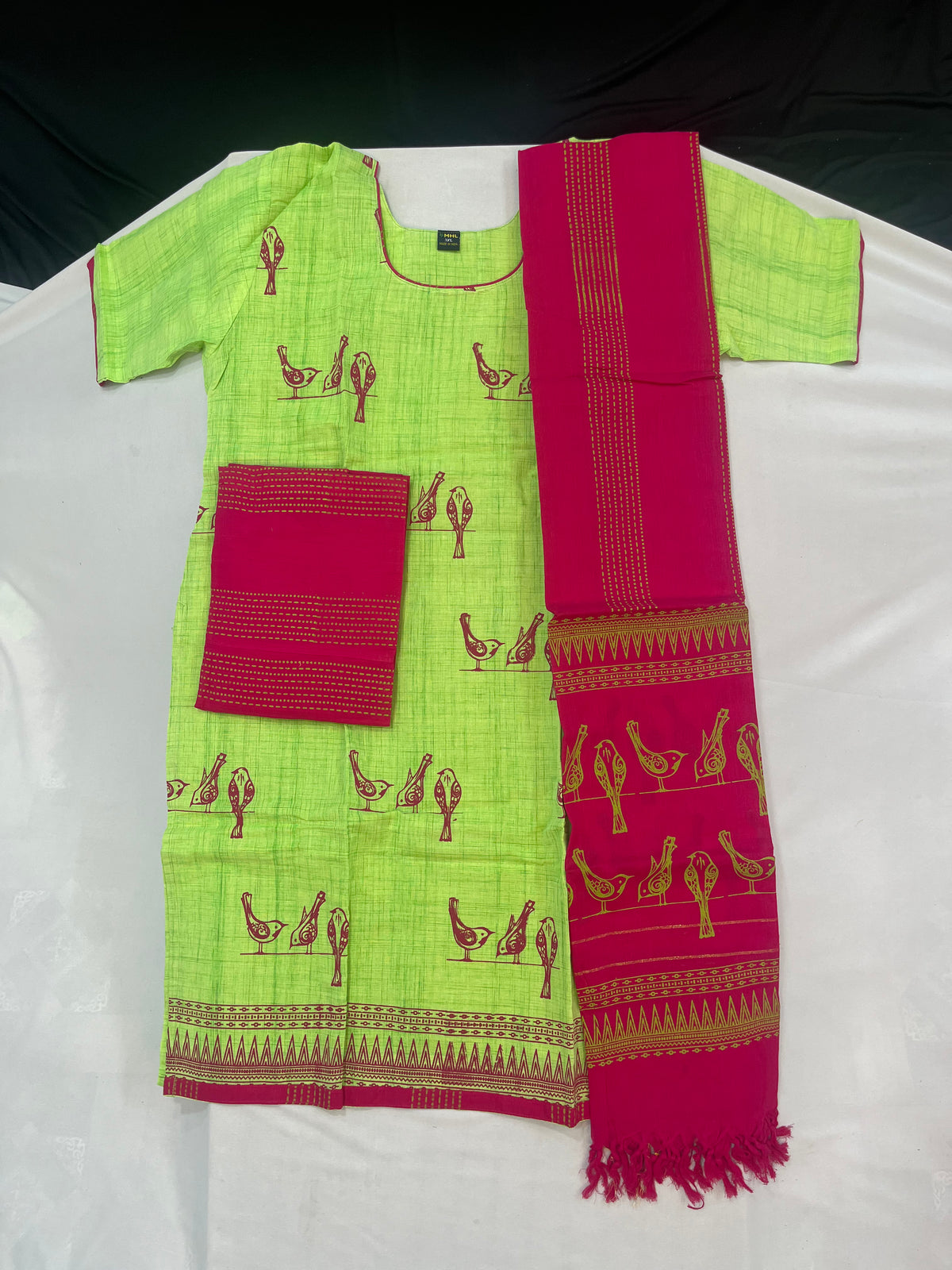Cotton Readymade Straightcut Kurti Set Parrot Design