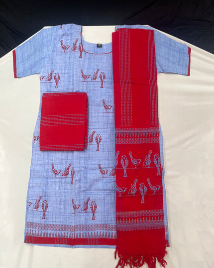 Cotton Readymade Straightcut Kurti Set Parrot Design