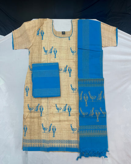 Cotton Readymade Straightcut Kurti Set Parrot Design