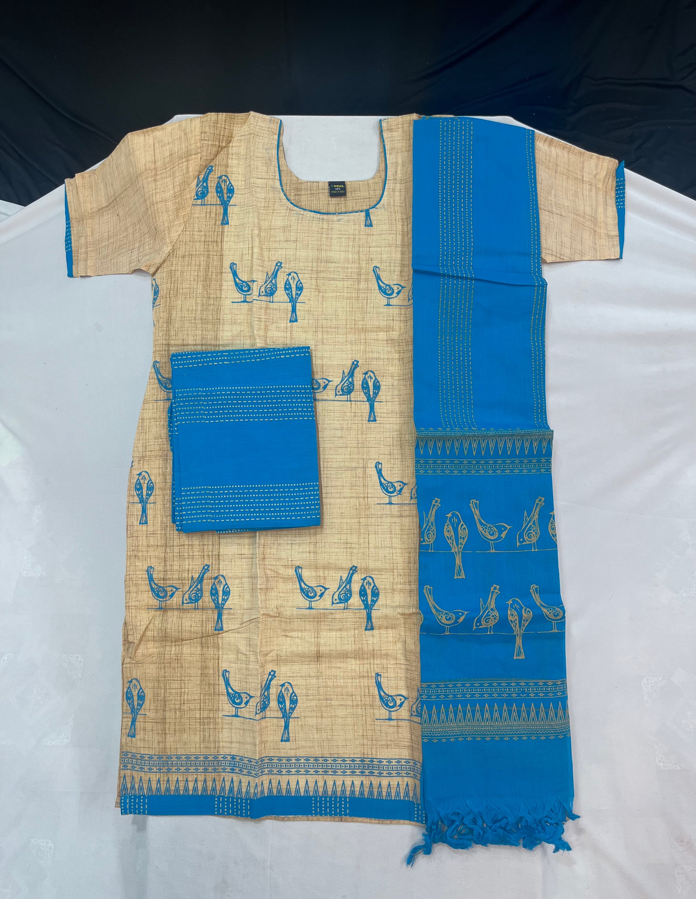 Cotton Readymade Straightcut Kurti Set Parrot Design