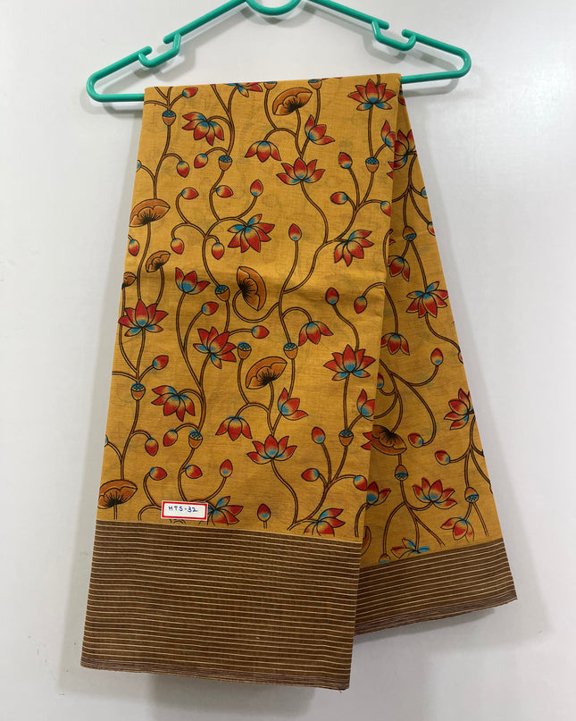 Handloom Printed cotton saree with Beasen colour with blouse