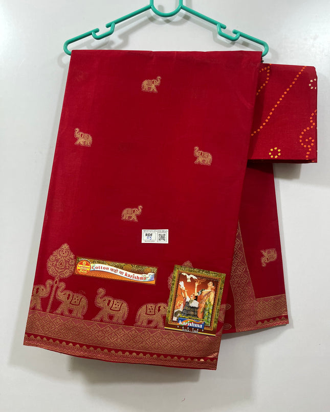 Karishma Cotton Saree with Red Colour