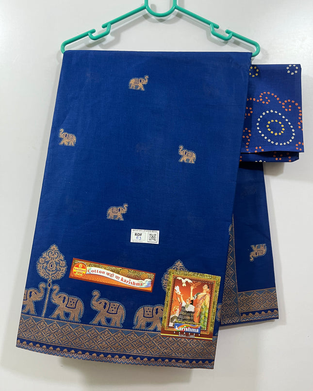 Karishma Cotton Saree with Royal Blue Colour
