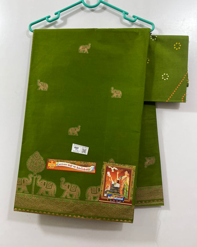 Karishma Cotton Saree with Green Colour
