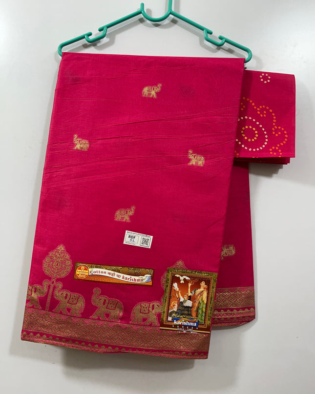 Karishma Cotton Saree with Pink Colour